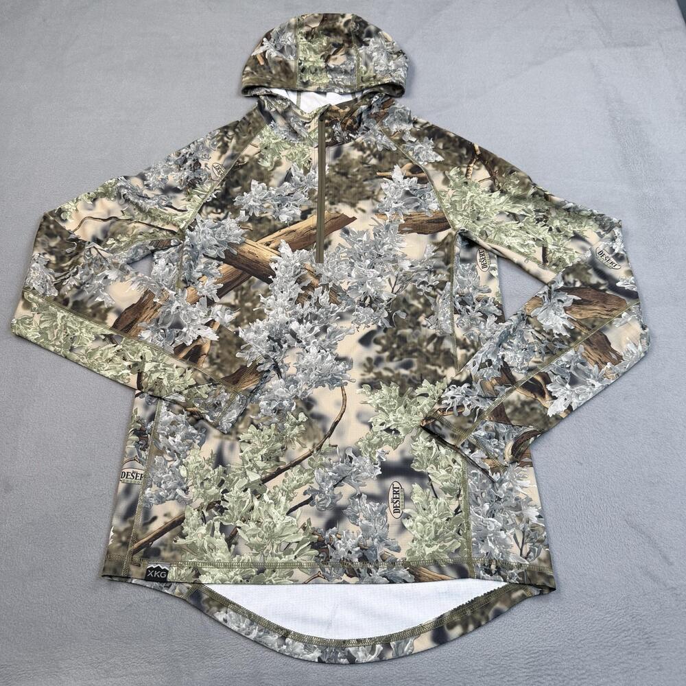 Kings XKG Shirt Mens Medium Desert Camo Hooded Long Sleeve 1/4 Zip Hunting